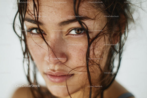 Close-Up of Smiling Woman with Wet Hair and Sunlit Face
