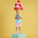 Child Holding Giant Strawberry Ice Cream Cone