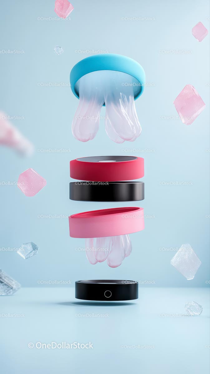 Colorful Floating Cosmetic Jars and Bottles with Minimalist Design