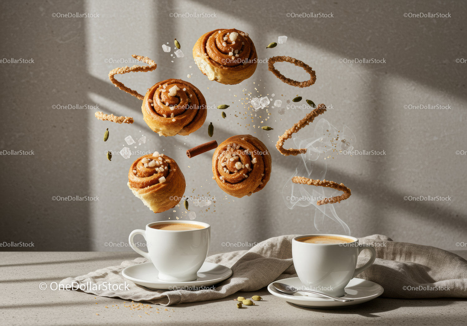 Cinnamon Rolls and Coffee in Morning Light