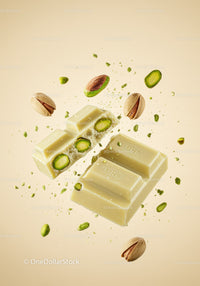 White Chocolate Bar with Whole Pistachios and Crumbs