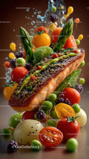 Gourmet Salmon Fillet with Asparagus and Mixed Vegetables