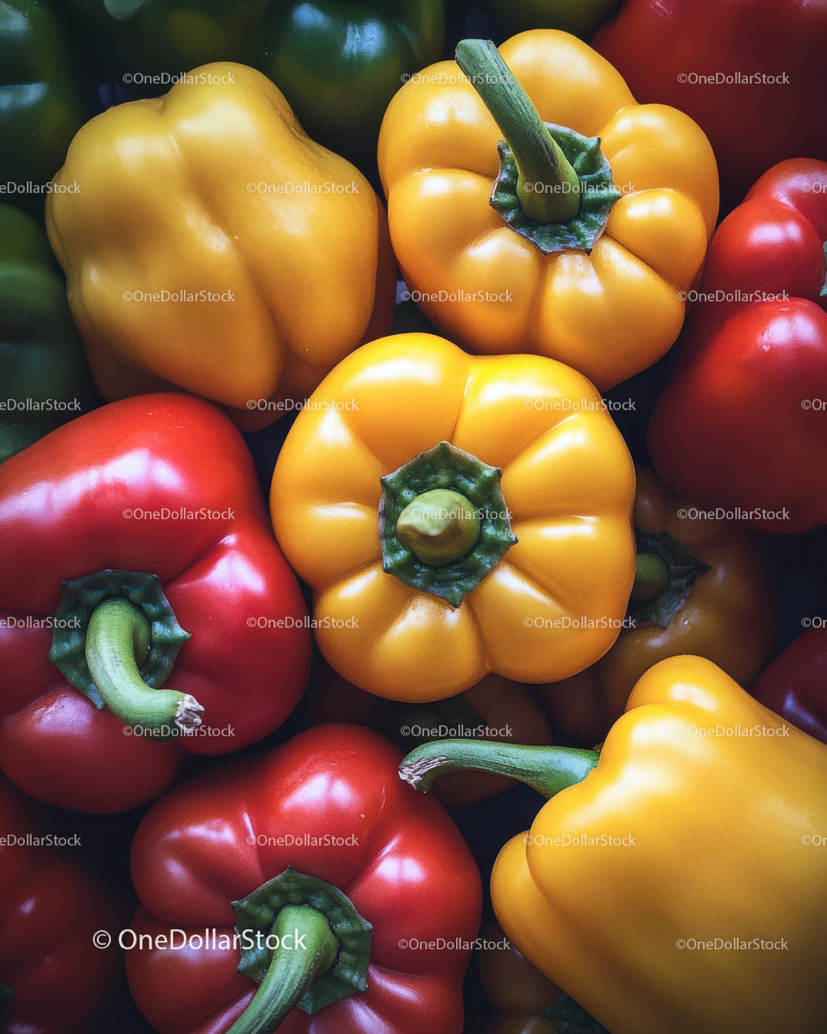 Colorful Bell Peppers in Vibrant Market Display