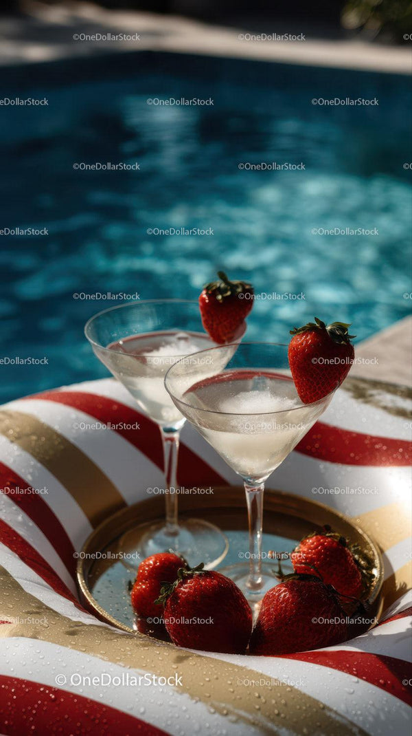 Strawberry Cocktails by the Poolside for Summer Refreshment