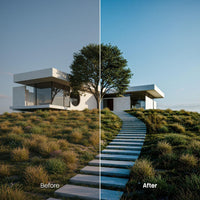 Before and after Architecture LUT Pack effect