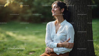 Joyful Woman Relaxing Outdoors in Natural Light