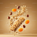 Healthy granola energy bar with dried apricot and nuts