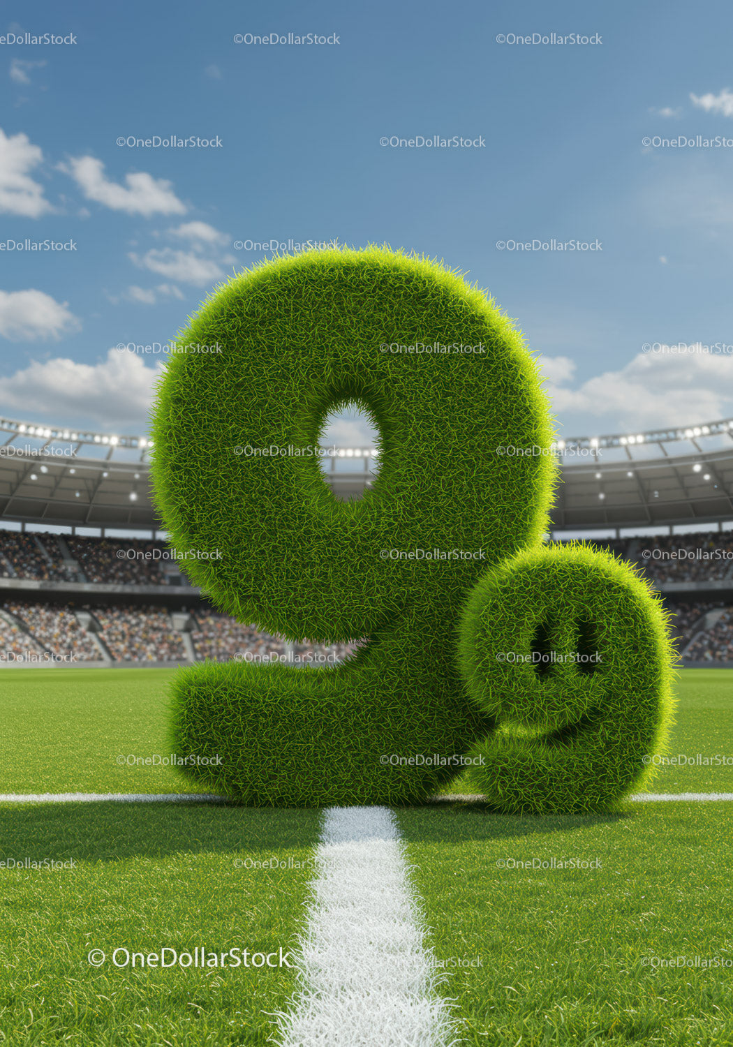 Grass covered number nine on a soccer field