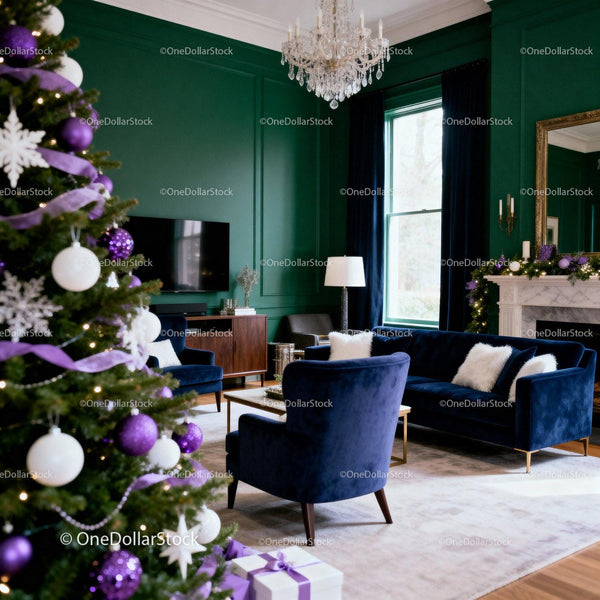 Cozy Living Room with Festive Christmas Decorations
