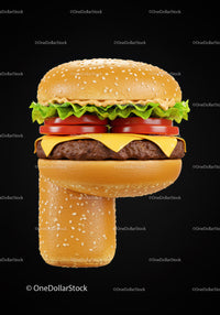 Creative burger shaped like computer mouse on black