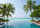 Tropical Beach Scene with Palm Trees and Ocean View