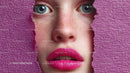 Beautiful Woman with Radiant Pink Lips and Artistic Background