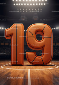 Sporty Number Nineteen Made of Basketball Texture