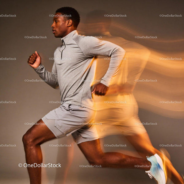 Athlete sprinting fast with dynamic motion blur