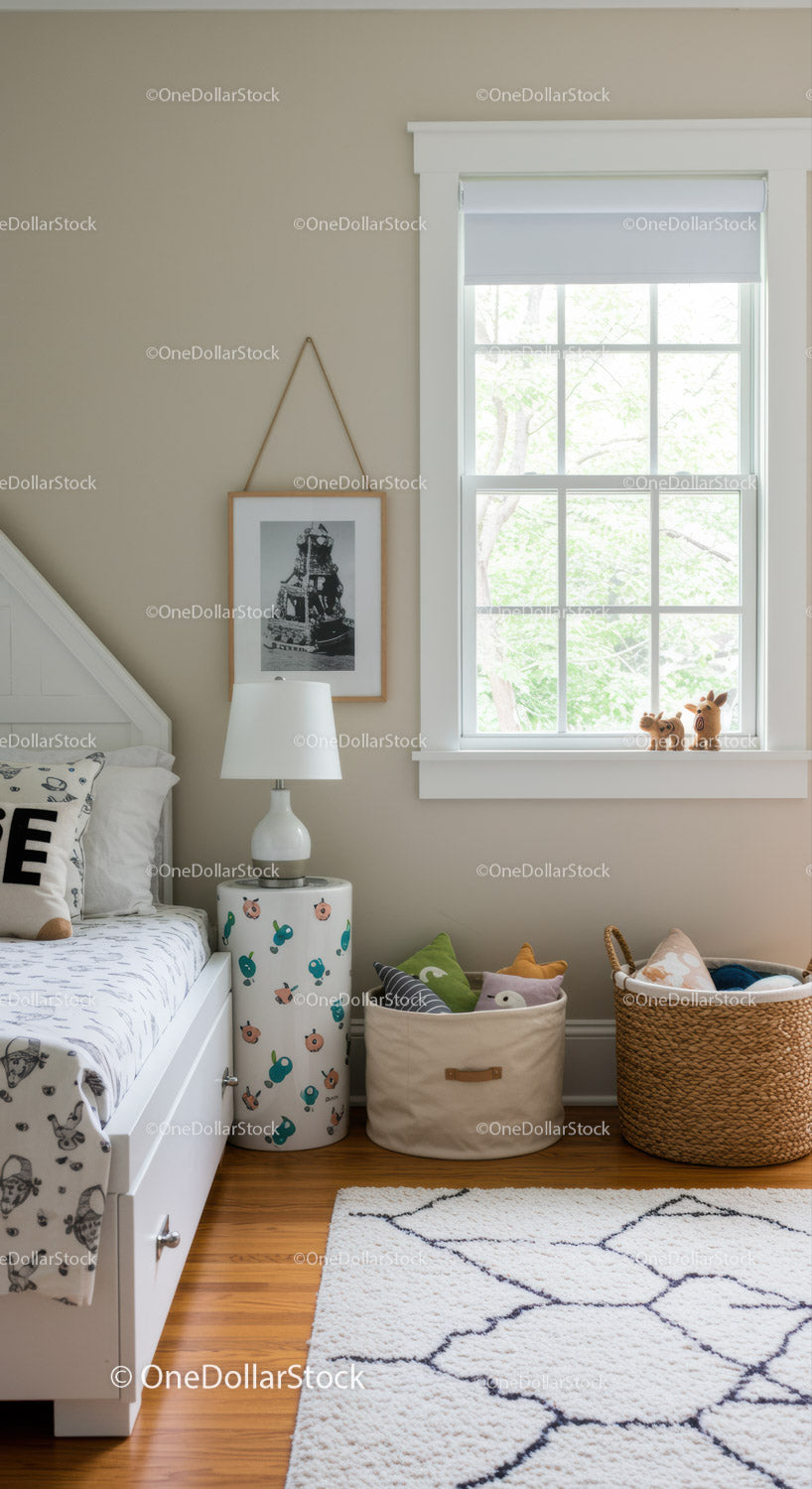 Child's Cozy Nursery Room with Plush Toys and Natural Light