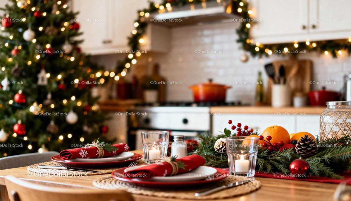 Festive Christmas Table Setting with Warm Holiday Decor