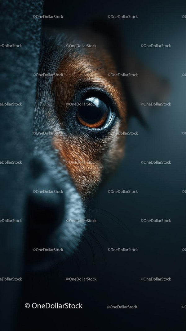 Close-Up of a Dog's Eye with Expressive Fur Detail