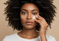 Close-up of a Black Woman Applying Under-Eye Hydrating Patches for Skincare