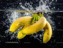 Fresh Yellow Banana Bunch Underwater Splash in Tropical Style