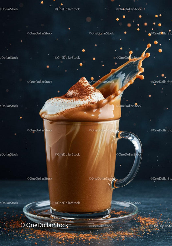 Złożony espresso z puszystą pianką i kakao