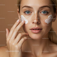 Young Woman Applying Skincare Moisturizer for a Glowing Natural Look