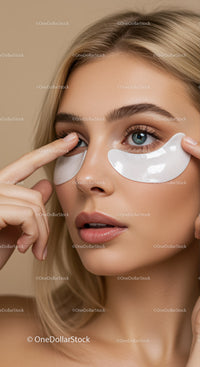 Young Woman Applying Eye Patches for Skincare Treatment
