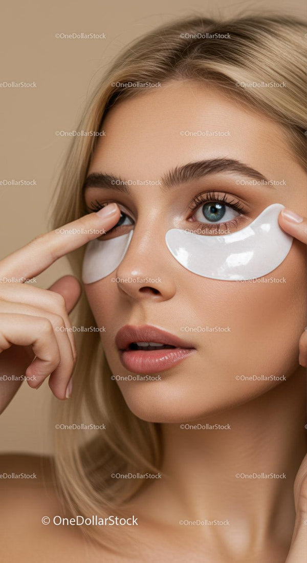 Young Woman Applying Eye Patches for Skincare Treatment