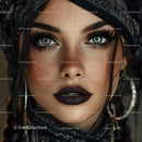 Glamorous Woman with Blue Eyes and Dark Makeup