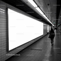 Modern Subway Station with Tiled Walls and Bright Lighting