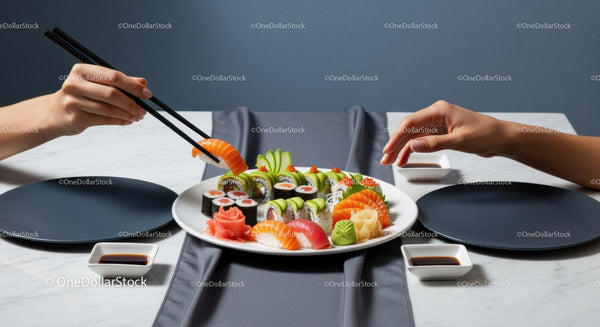 Assorted Sushi Platter with Salmon, Cucumber and Sashimi
