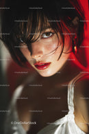 Dramatic Close-Up of a Beautiful Woman with Intense Expression