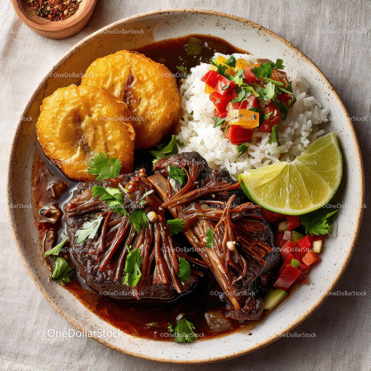 Savory Tropical Dish with Fried Plantains and Rice