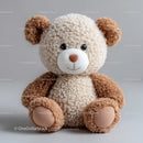 Cute Plush Teddy Bear Sitting With Floppy Ears and Adorable Face