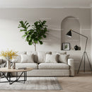 Cozy living room with modern sofa and indoor plants