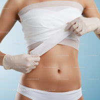 Woman Lifting Bandage in Medical Examination with Healthcare Professional