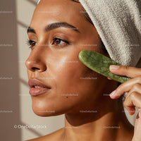Close-up of a Woman's Face with Clear Skin and Relaxed Expression