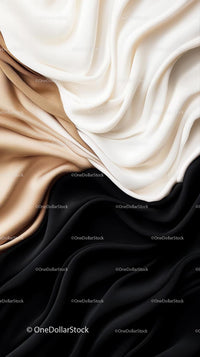 Luxurious Satin Fabric in Beige, White, and Black for Elegant Designs