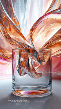 Abstract Swirling Liquids with Vibrant Colors in Glass
