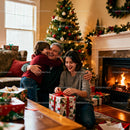 Family Sharing Joyful Moments by Christmas Tree