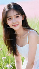 Young woman with natural beauty in a sunny field