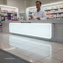 Pharmacist organizing prescriptions at modern counter
