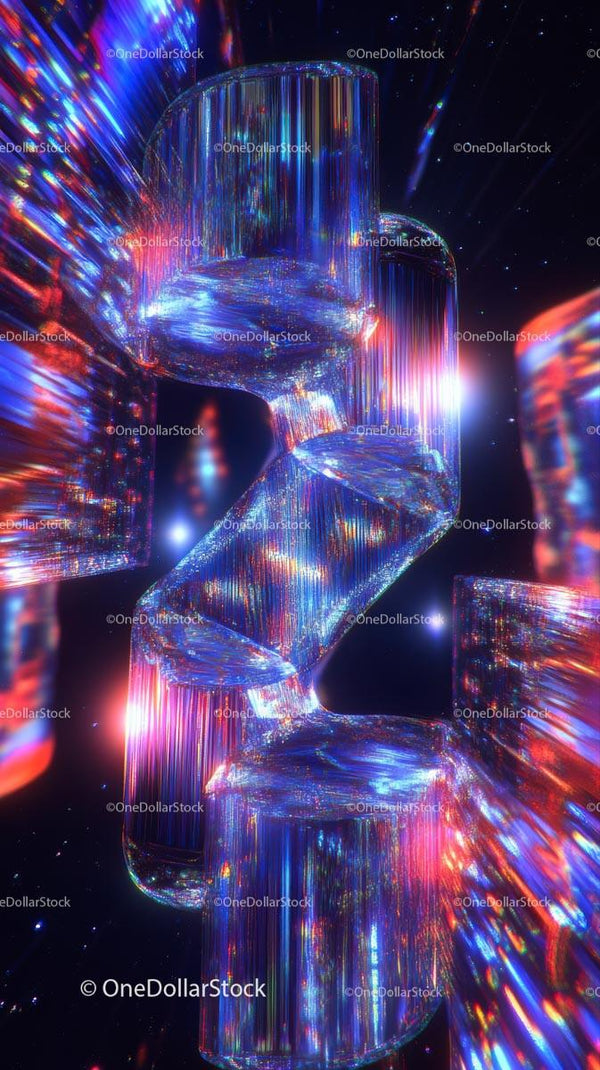 Futurystyczna neonowa struktura 3D z efektami świetlnymi