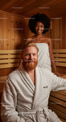 Happy Diverse People Relaxing in Sauna Interior for Wellness and Spa