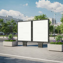 Double blank outdoor advertising billboards in city plaza