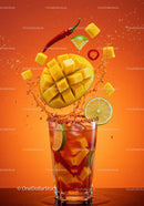 Refreshing Spicy Mango Lime Drink with Ice Splash