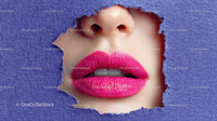 Captivating Female Portrait with Vibrant Pink Lipstick