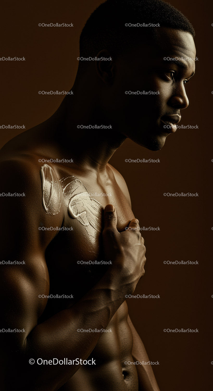 African Man with Reflective Skin in Artistic Minimalist Portrait