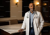 Professional Doctor in White Coat with Stethoscope in Modern Hospital