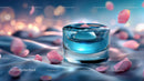 Glass Container with Floating Rose Petals in Tranquil Setting