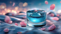 Glass Container with Floating Rose Petals in Tranquil Setting